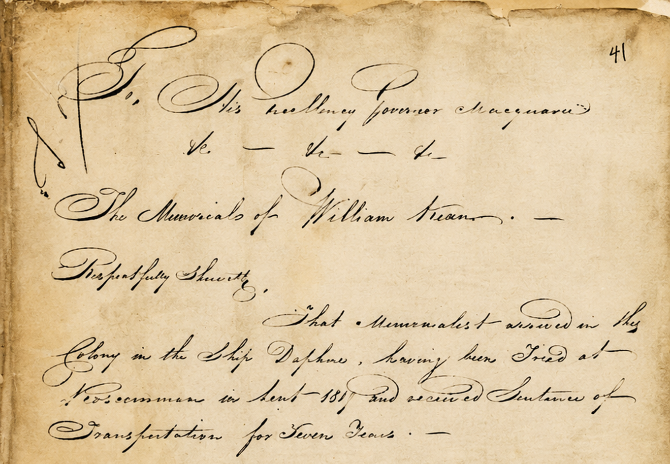 William Irwin Keon's Ticket of Leave application